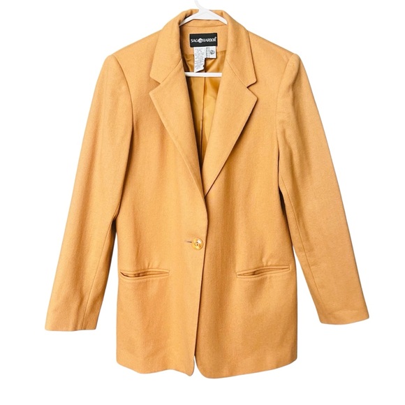 Sag Harbor Vintage Tan Blazer SZ 10 Lightweight 100% Wool Classic Preppy Office - Picture 1 of 5